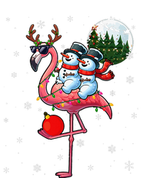 Two Xmas Snowmen Riding Flamingo Reindeer Sunglasses Poster