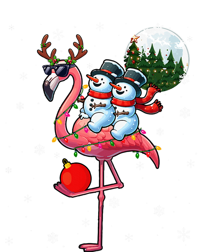 Two Xmas Snowmen Riding Flamingo Reindeer Sunglasses Poster