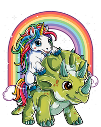 Unicorn Riding Dinosaur Triceratops Rainbow Canvas