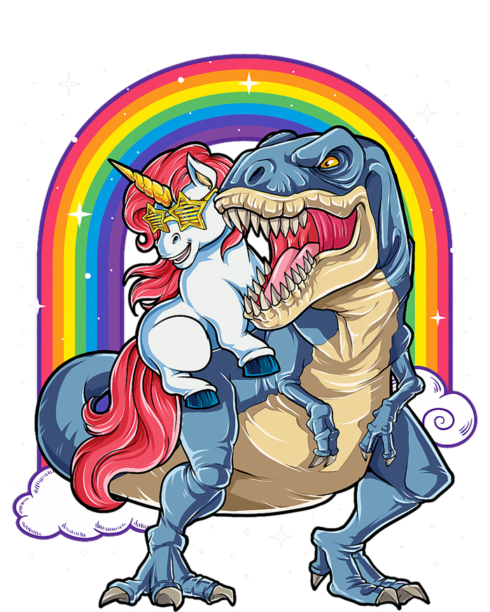 Unicorn Riding T Rex Dinosaur Rainbow Bumper Sticker