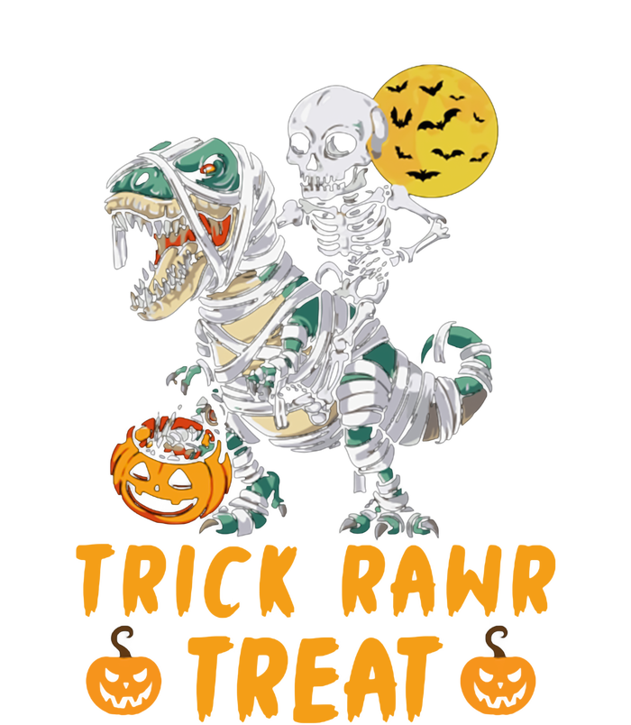 Trick Rawr Treat Skeleton Trex Halloween Women's Knotted Racerback Tank