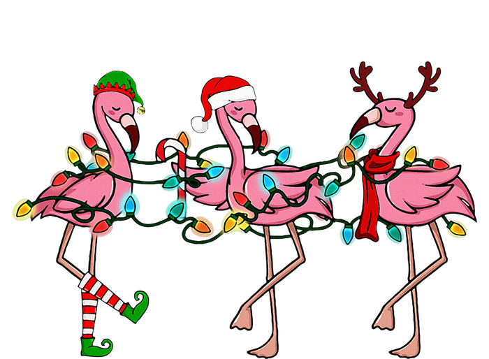 Christmas Lights Flamingo Santa Hat Holiday Xmas T-Shirt