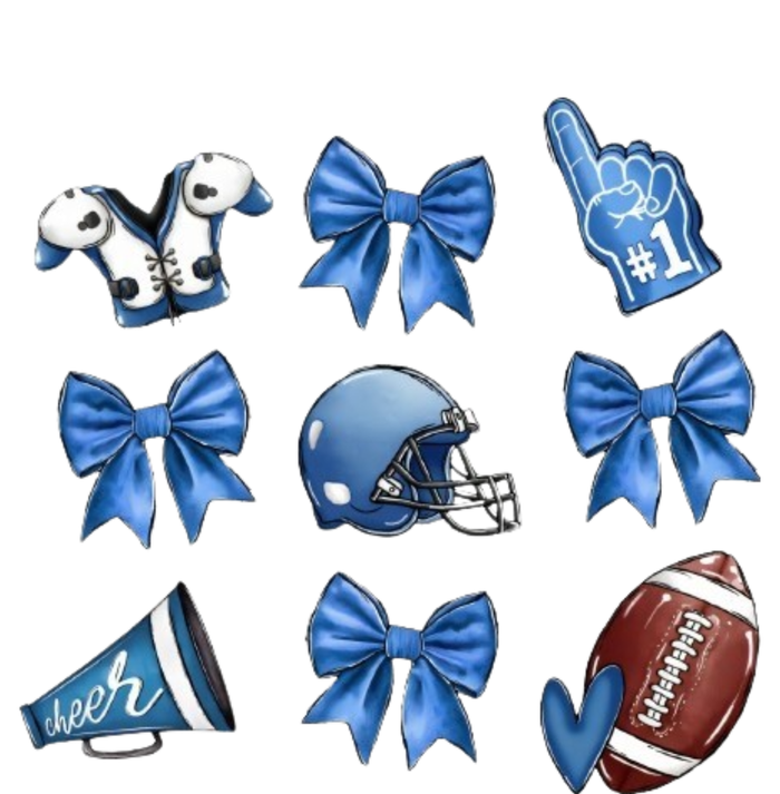 Blue Football Design Cheer Football Coquette Bows Retro Football Men's Origin Performance Pique Polo