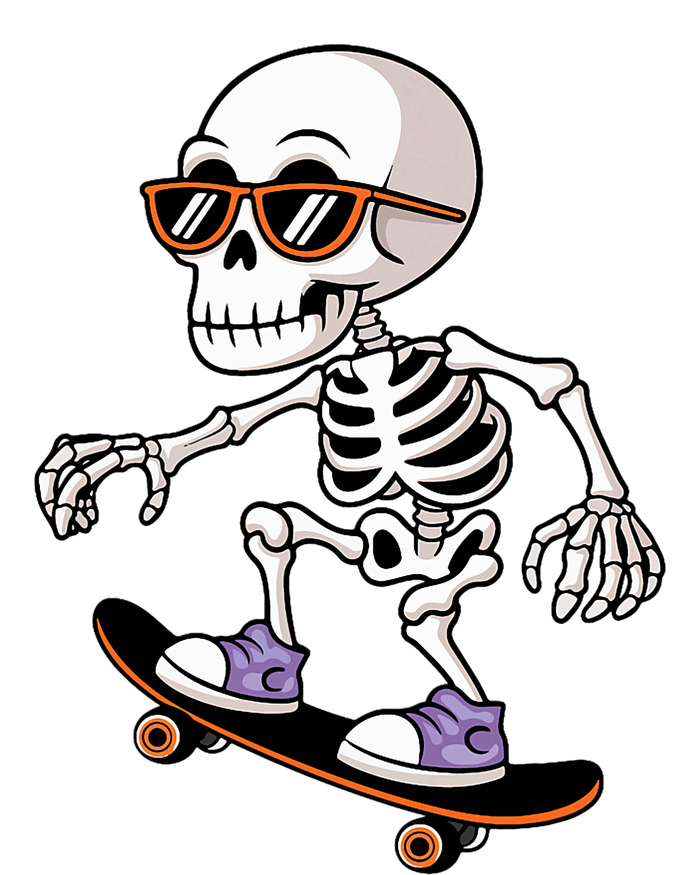 Cool Skeleton Riding Skateboard Halloween Stripe Pom Pom Beanie