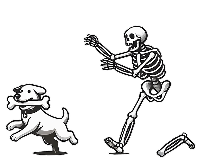 Halloween Dog Funny Skeleton Skeleton Chasing Dog T-Shirt