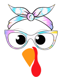 Turkey With Glasses Tie Dye Thanksgiving Turkey Face Gift V-Neck T-Shirt