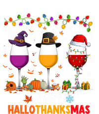 Wine Halloween Thanksgiving Christmas Happy Hallothanksmas Gift T-Shirt