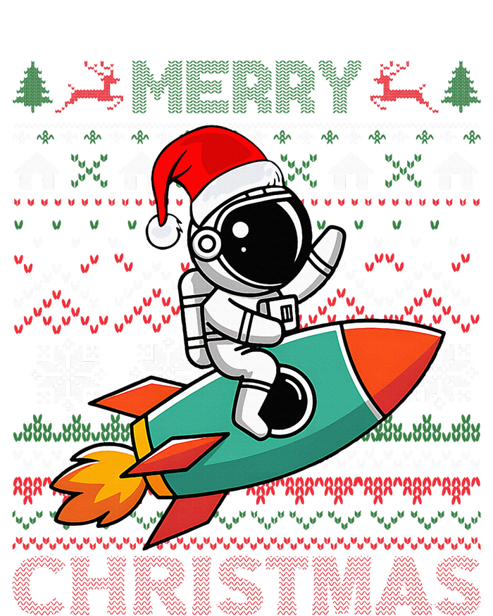 Merry Ugly Christmas Santa Hat Astronaut Riding Rocket Xmas Bumper Sticker