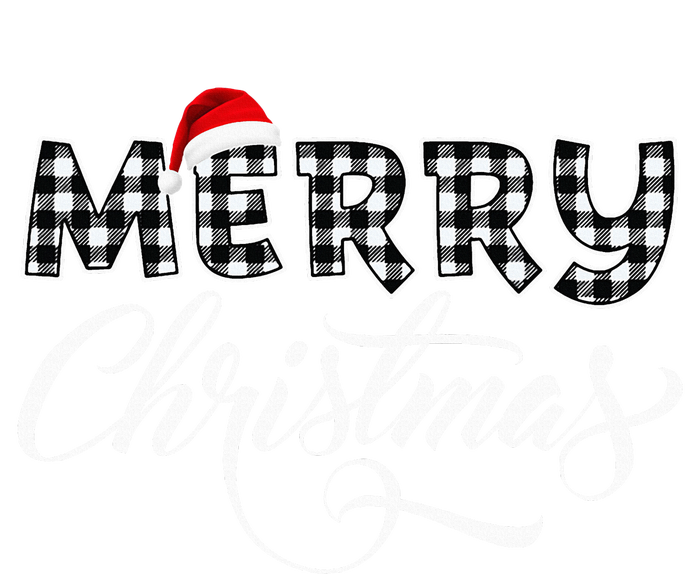 Merry Christmas Buffalo Black And White Plaid T-Shirt