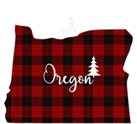 Oregon State Check Plaid Reindeer Christmas Gift For Family Women's Long Sleeve Flannel Pajama Set 