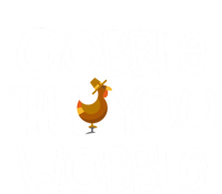 Gobble Till You Wobble Turkey Face Funny Thanksgiving Humor Great Gift Stripe Pom Pom Beanie