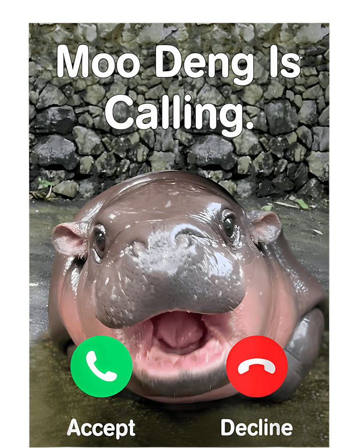 Moo Deng Is Calling Meme Funny Vintage Little Hippo T-Shirt