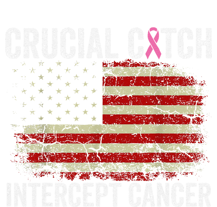 Breast Cancer Crucial A Catch Intercept Cancer Us Flag USA-Made Snowflake Beanie