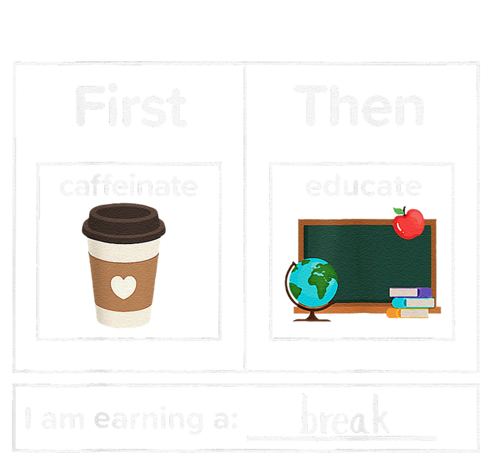 First Then Caffeinate Educate I Am Earning A Break Teacher Cooling Performance Long Sleeve Crew