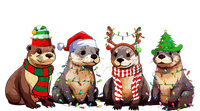 Cute Otter Christmas Pajama Funny Xmas Lights Animals Lover Mesh Reversible Basketball Jersey Tank