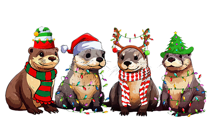 Cute Otter Christmas Pajama Funny Xmas Lights Animals Lover Mesh Reversible Basketball Jersey Tank