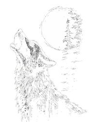 Graphic Wolf Howling Moon Forest Nature Wildlife Animal T-Shirt