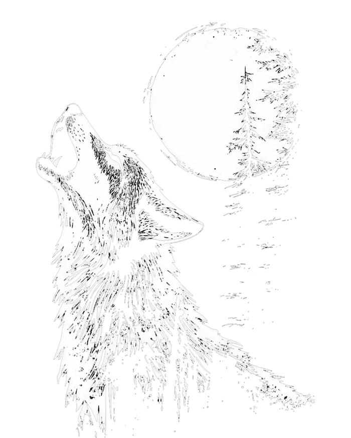 Graphic Wolf Howling Moon Forest Nature Wildlife Animal T-Shirt