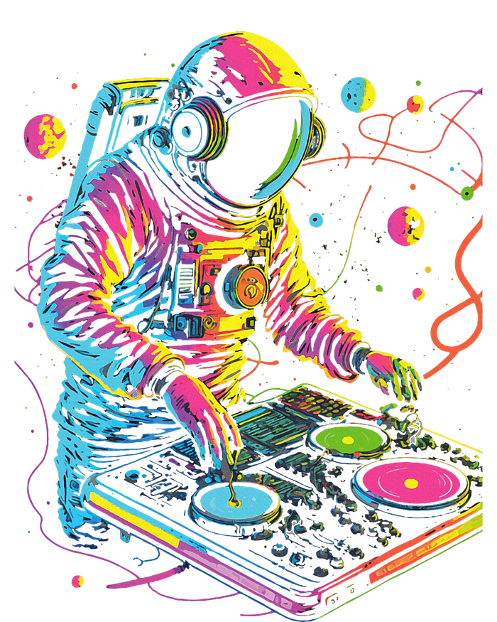 Astronaut Dj Djing In Space Edm Cool Graphic T-Shirt