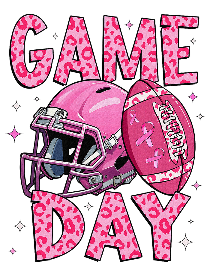 Leopard Game Day P.Ink American Football Tackle Breast Cancer Gift T-Shirt