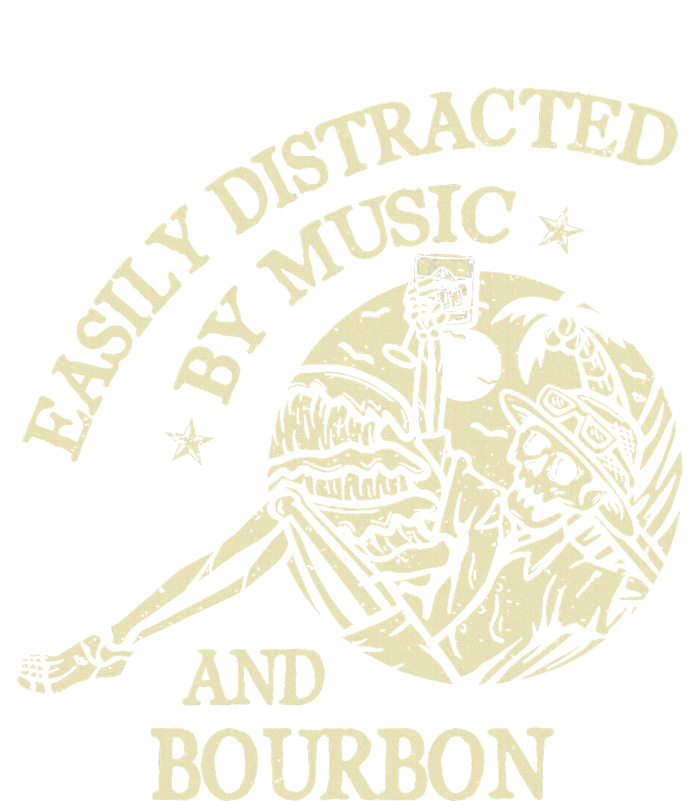 Easily Distracted By Music And Bourbon Skeleton T-Shirt