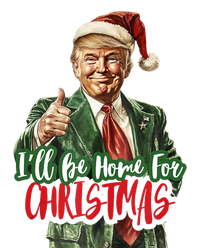 ILl Be Home For Christmas Santa Trump Xmas Pajamas Funny Women's Long Sleeve Flannel Pajama Set 