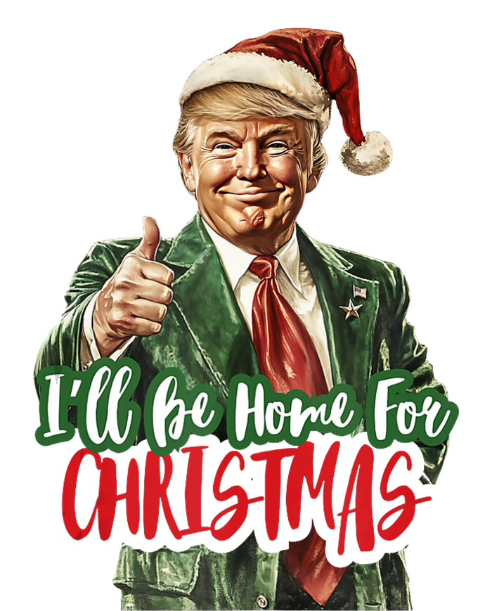 ILl Be Home For Christmas Santa Trump Xmas Pajamas Funny Women's Long Sleeve Flannel Pajama Set 