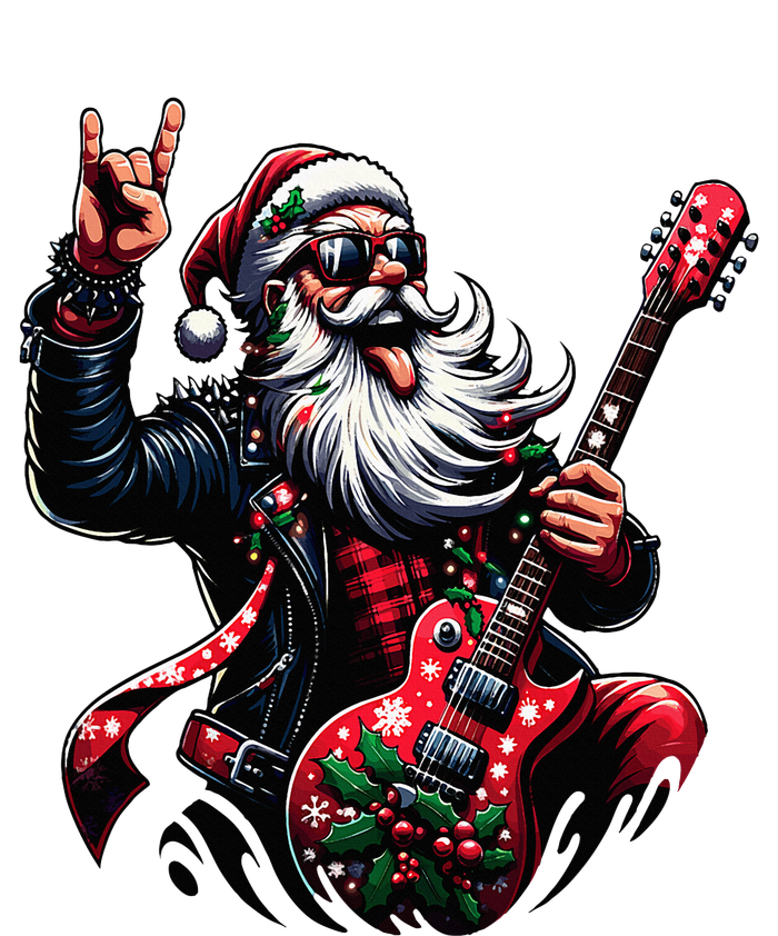 Rock & Roll Christmas Santa Claus Guitar Player Women's V-Neck T-Shirt