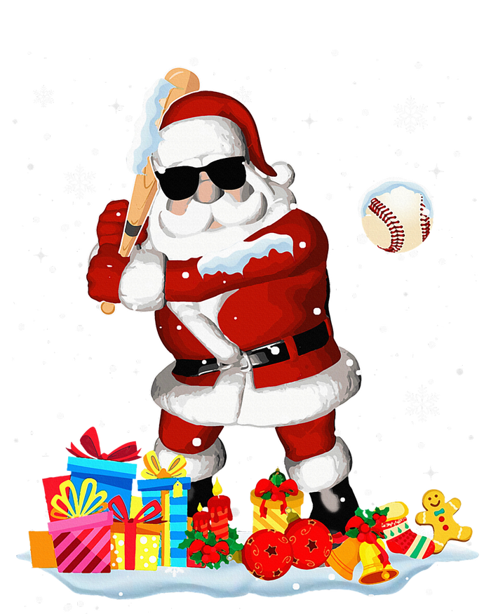 Santa Playing Baseball Cool Christmas Santa Baseball Player T-Shirt