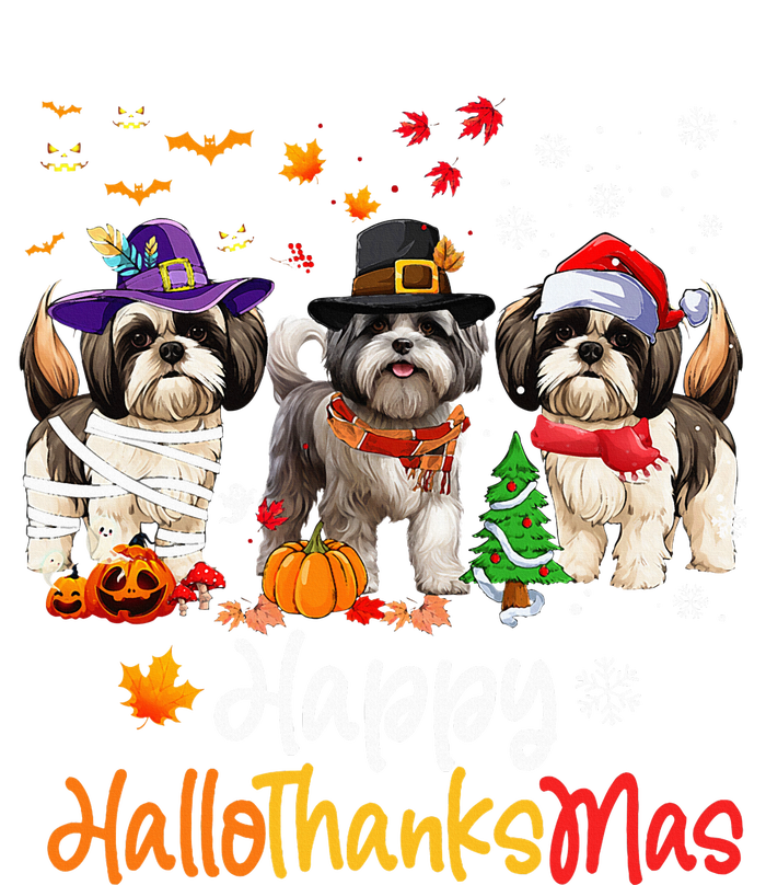 Shih Tzu Dog Halloween Christmas Happy Hallothanksmas T-Shirt