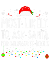 Most Likely To Ask Santa For Milwaukee Tools Christmas Xmas Striped Beanie with Solid Band