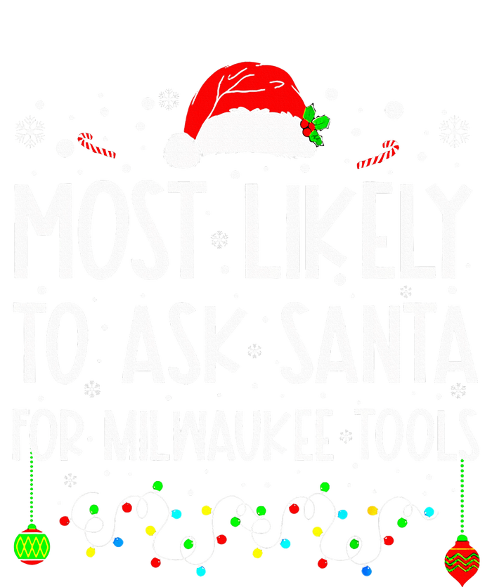 Most Likely To Ask Santa For Milwaukee Tools Christmas Xmas Striped Beanie with Solid Band