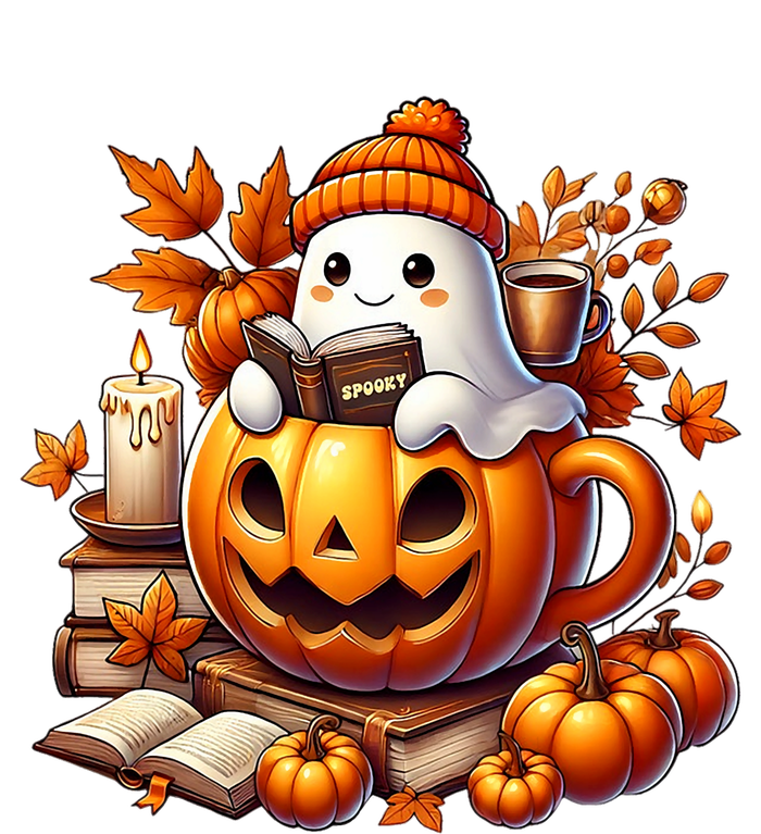 Cute Ghost Reading Book Lovers Halloween Autumn Ghost Coffee Grommeted Golf Towel