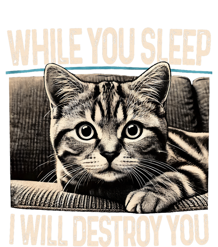 Funny Graphic While You Sleep I Will Destroy You Cat T-Shirt