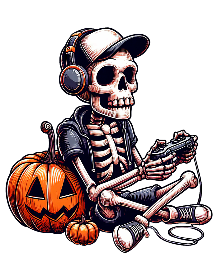 Funny Skeleton Playing Video Game Halloween Gamer T-Shirt