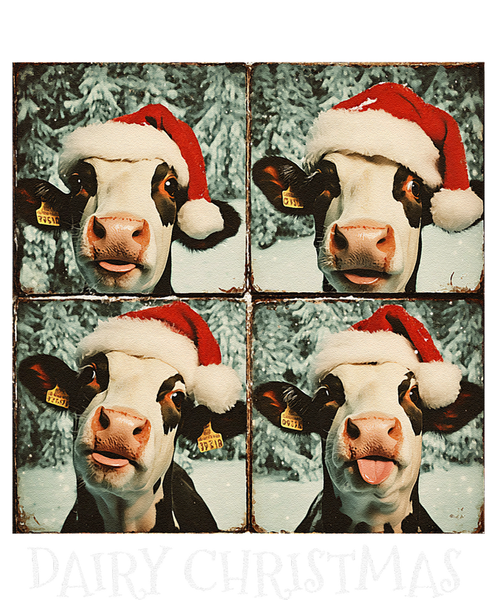 Dairy Christmas Cow Selfie Dairy Cow Wearing Santa Hat T-Shirt