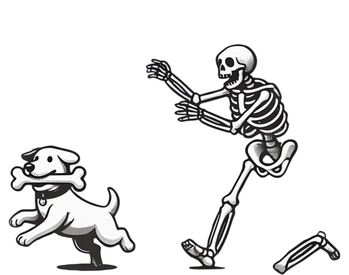 Halloween Dog Funny Skeleton Skeleton Chasing Dog Canvas