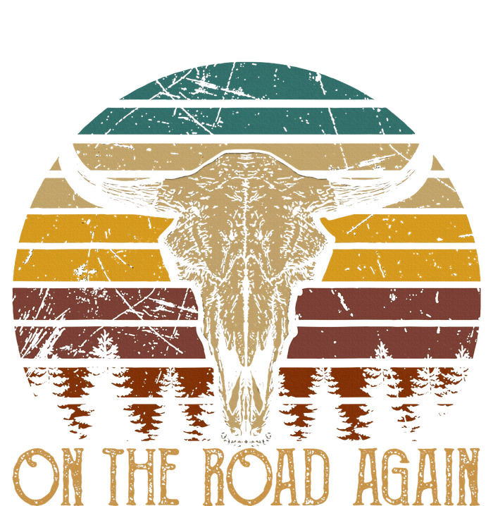 On The Road Again Outlaws Music Bull Skull Love Cowboy Boots T-Shirt