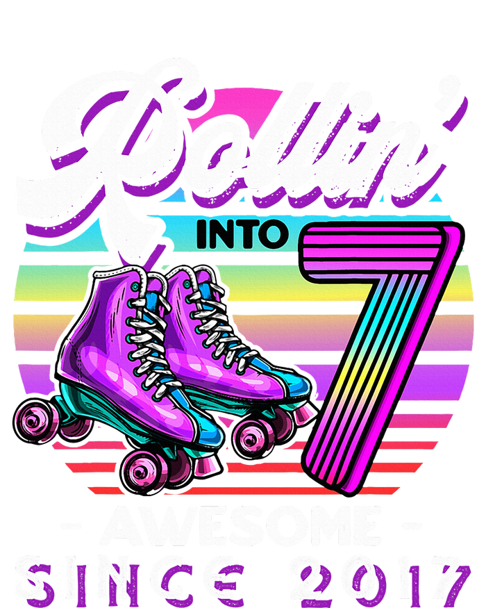 Roller Skating 7th Birthday Rollin Into 7 Awesome 2017 Tie-Dye T-Shirt