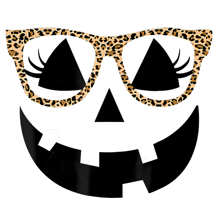 Orange Jack O Lantern Face Pumpkin Hallowen Leopard Glasses Women's Long Sleeve Flannel Pajama Set 