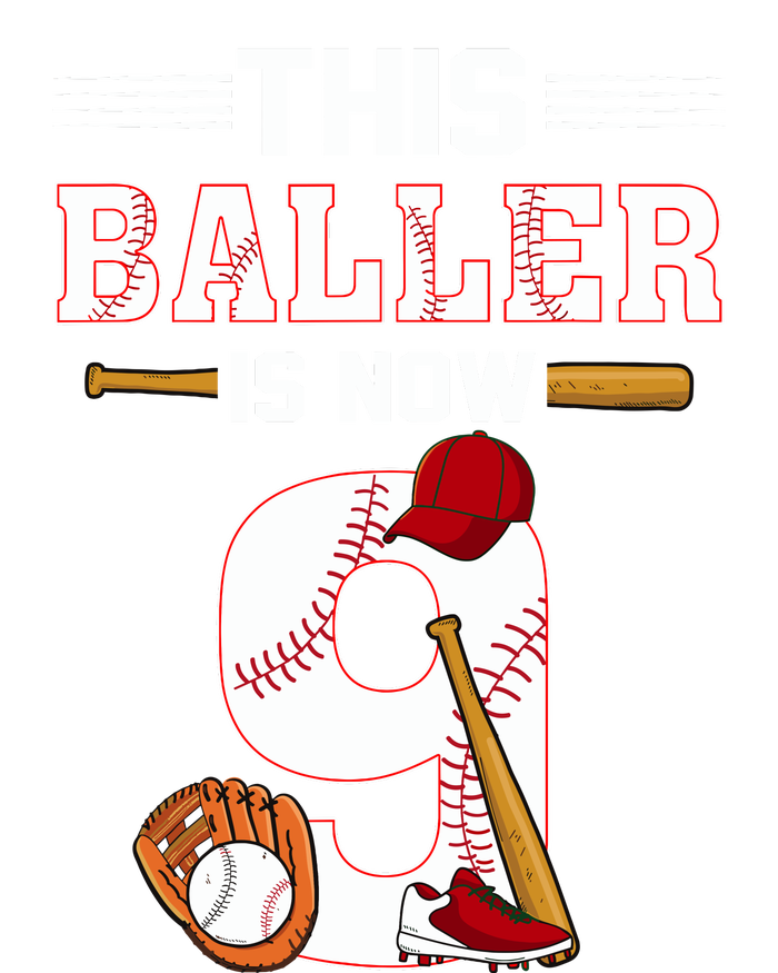 Cool This Baller Is Now 9 Baseball 9th Birthday Kids Tie-Dye T-Shirt