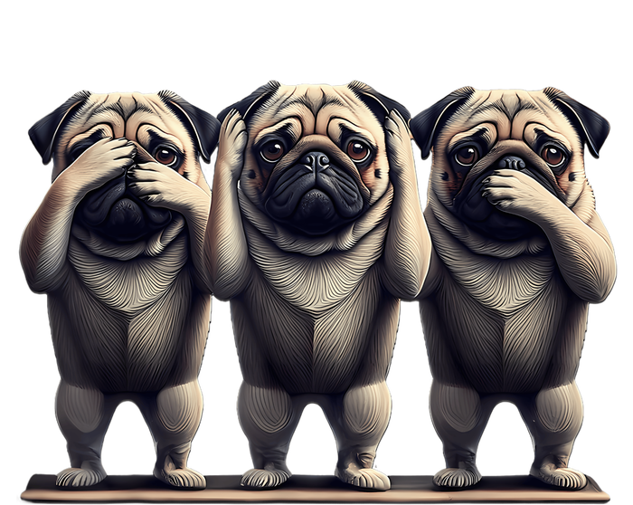 Cute See No Evil Hear No Evil Speak No Evil Three Pug Coaster