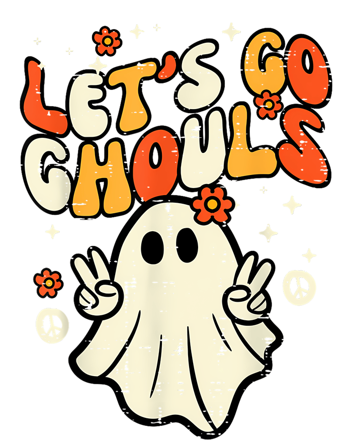 Halloween Lets Go Ghouls Ghost Retro Costume Women Girl Womens Cotton Relaxed Long Sleeve T-Shirt