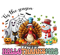 Happy Hallothanksmas Funny Halloween Thanksgiving Christmas Womens Cotton Relaxed Long Sleeve T-Shirt