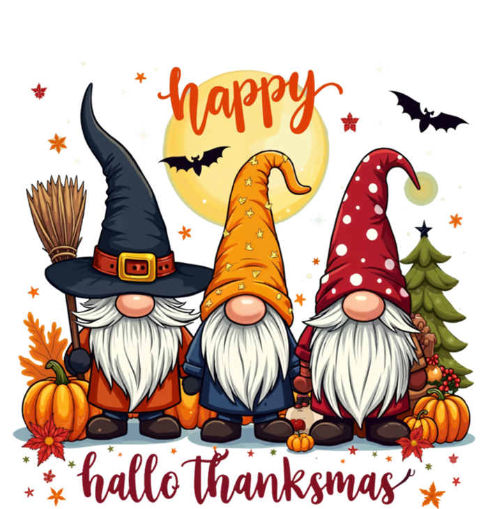 Happy Hallothanksmas Gnome Halloween Thanksgiving Christmas Performance Long Sleeve Polo