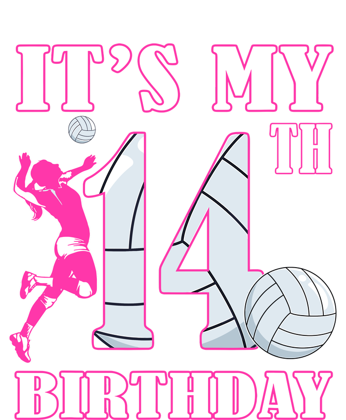 ItS My 14th Birthday Girl Volleyball Theme 14 Year Old Toddler Fine Jersey T-Shirt