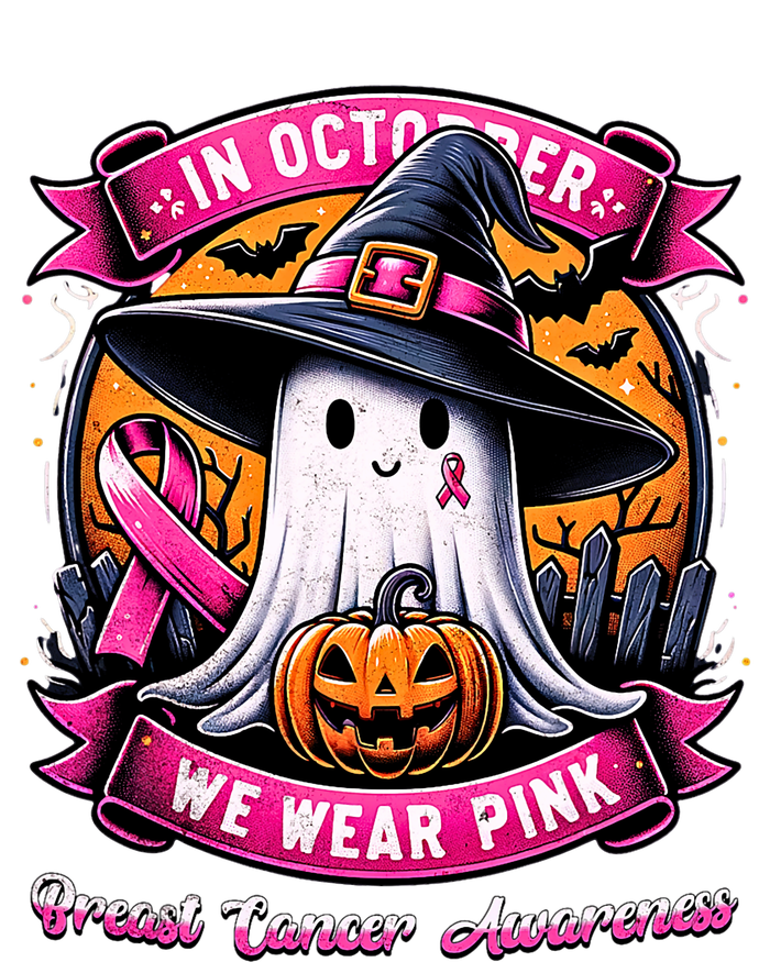 Breast Cancer Halloween In October We Wear Ghost Witch T-Shirt