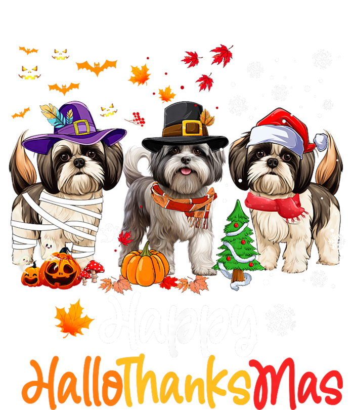 Shih Tzu Dog Halloween Christmas Happy Hallothanksmas T-Shirt