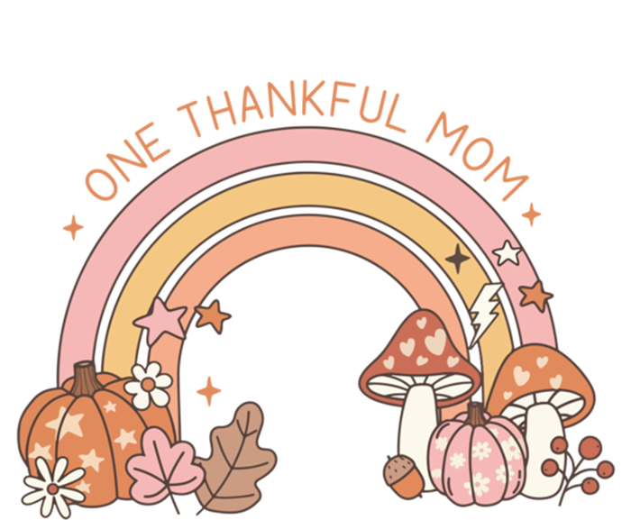 One Thankful Mom Thanksgiving Family Matching Rainbow Cute Gift Sustainable Knit Beanie