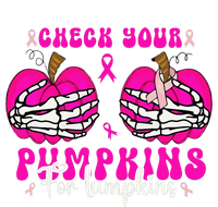 Check Your Pumpkins Breast Cancer Awareness Halloween Women's Long Sleeve Flannel Pajama Set 